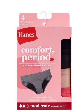 Hanes Comfort Period Moderate Absorbency Pads - White and Red Packaging
